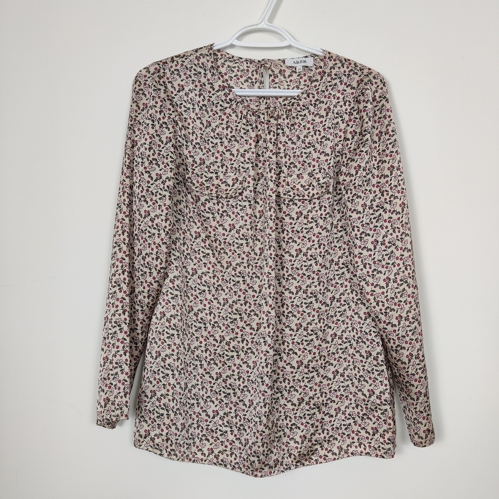 Aker Women's Floral Satin Blouse Size EU 40 Bohemian Cottagecore Business Casual